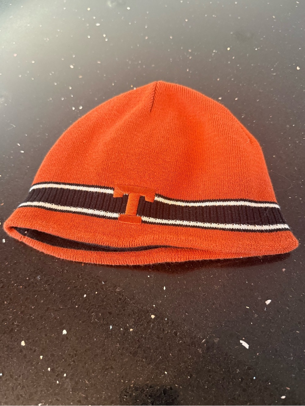 University of Texas UT Orange Knit Beanie with Black Stripe and 'T' Accent
